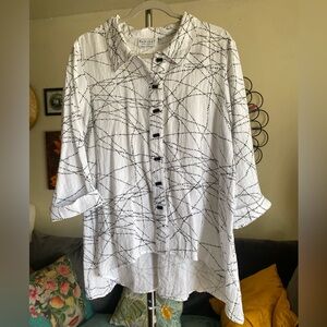 Lagenlook Habitat Asymmetric Hem Tunic Top Size Medium